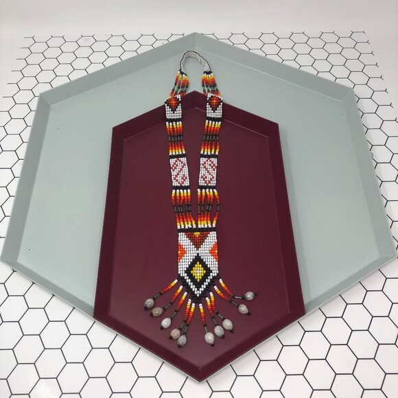 Southwestern Tribal Beaded Boho Necklace - Picture 2 of 7